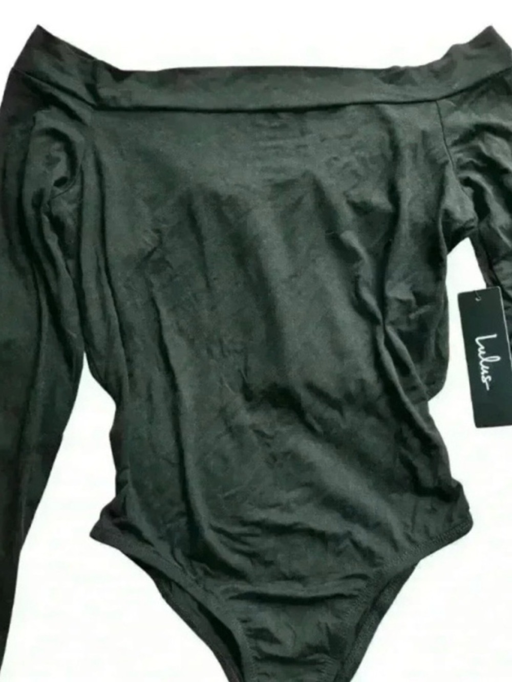 NWT Lulu's Off-Shoulder Open Back Bodysuit Black - Picture 3 of 7